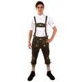 Lederhose Bruin Deluxe Driekwart Met Groene Borduursels Man