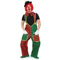 Groen Rode Ruitjes Tuinbroek Met Strik Clown Limbo Man Kostuum