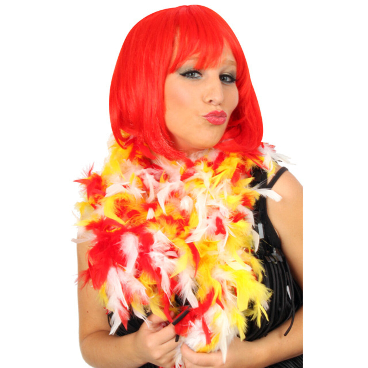 Op deze afbeelding zie je een Accessoires, van het merk PartyXplosion. Boa Rood Wit Geel