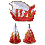Op deze afbeelding zie je een Accessoires, van het merk PartyXplosion. Prinsenmuts Rood Wit Met Goud Draad Maat 63