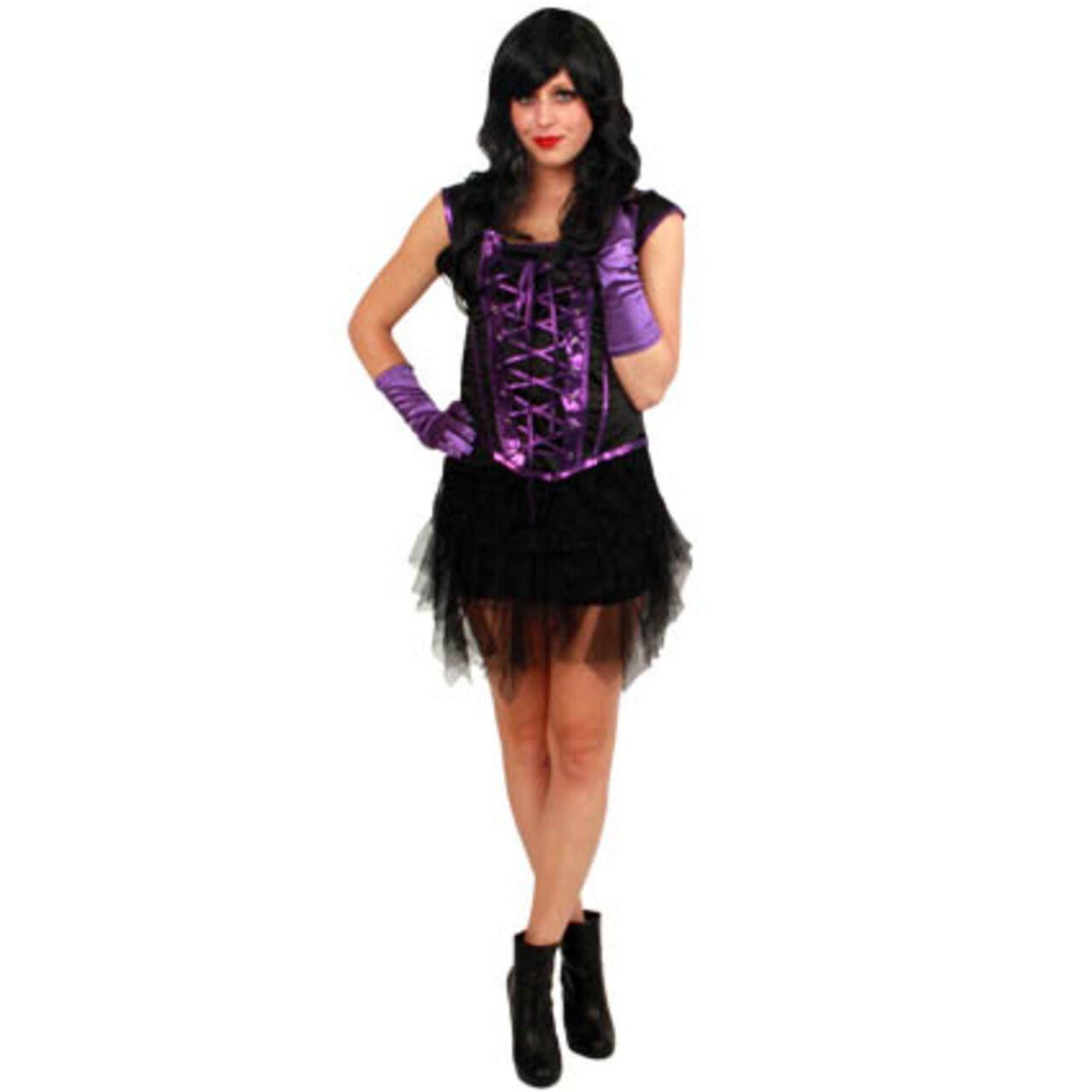 Op deze afbeelding zie je een Kostuums, van het merk PartyXplosion. Showgirl Top Musical Paars Vrouw