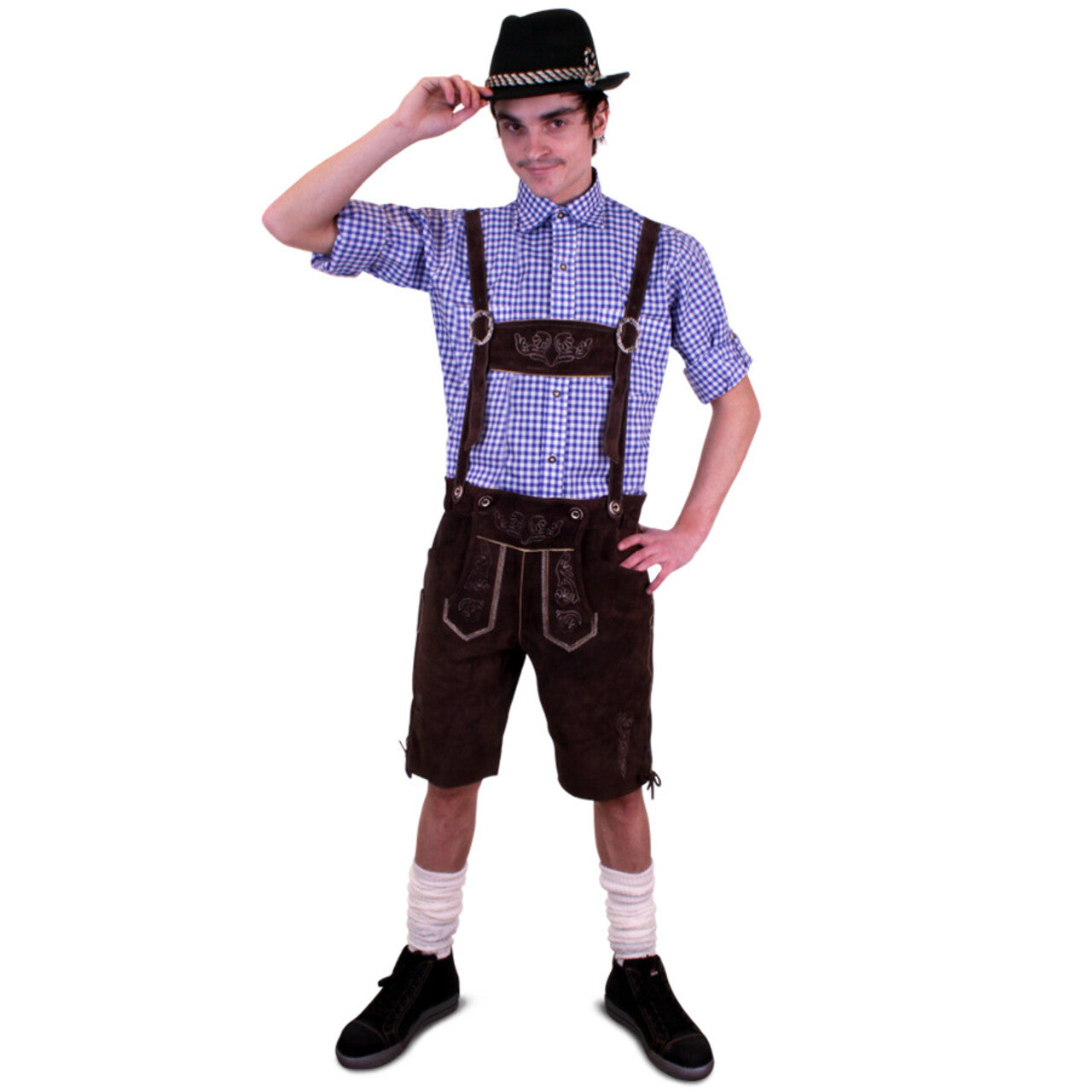 Op deze afbeelding zie je een Kostuums, van het merk PartyXplosion. Lederhosen Kniebroek Schnapps Man