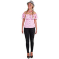 Tiroler Blouse Helga Roze Wit Geblokt Vrouw
