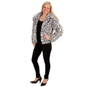 Op deze afbeelding zie je een Kostuums, van het merk PartyXplosion. Cruella Bontjas Dalmatier Stippen Vrouw