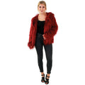 Adellijke Bontjas Lang Haar Bordeaux Rood Vrouw
