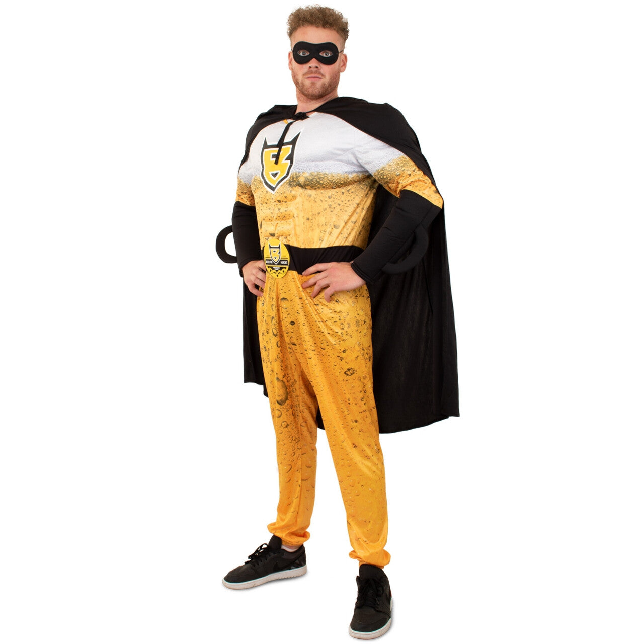 Op deze afbeelding zie je een Kostuums, van het merk PartyXplosion. Superheld Bierman Kostuum
