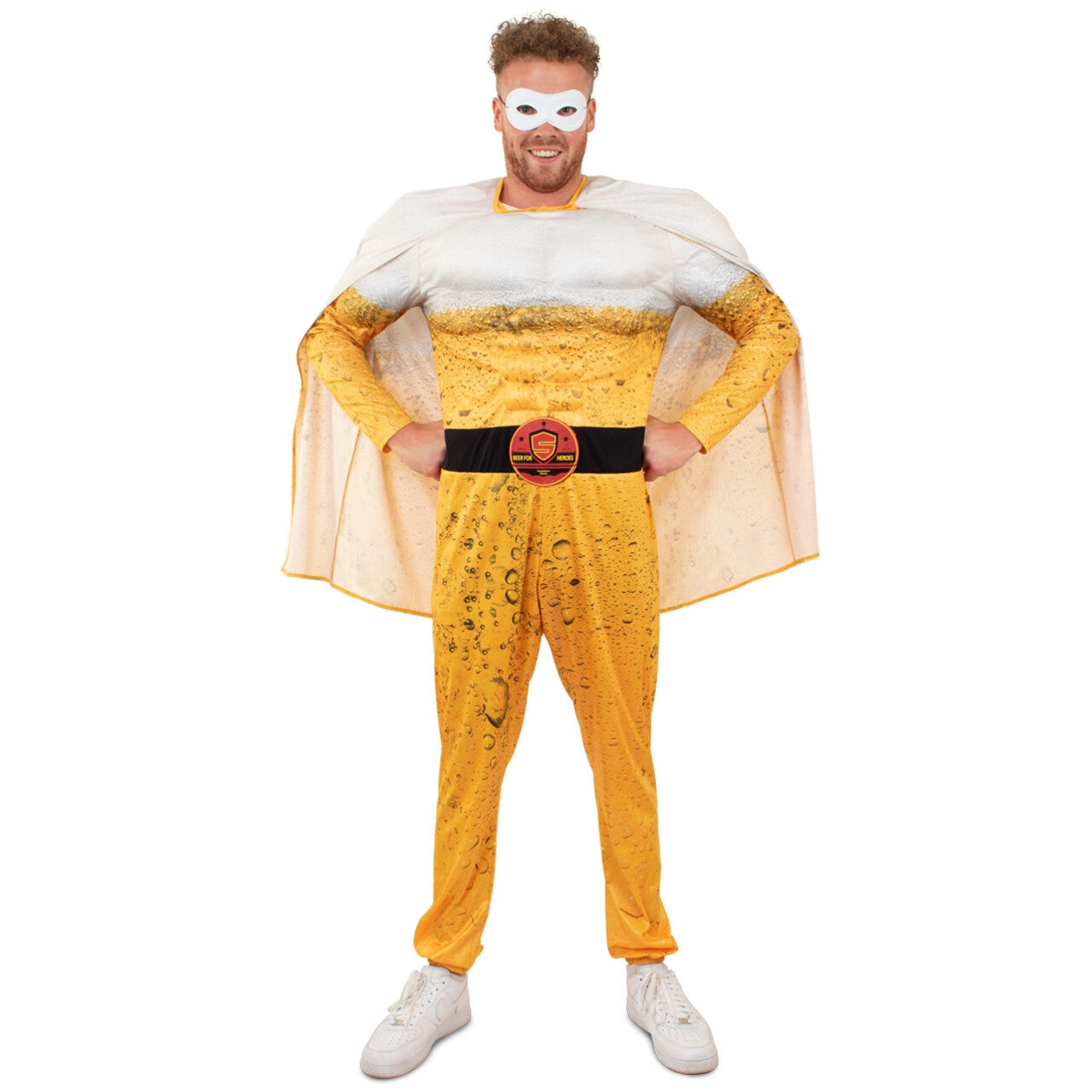 Op deze afbeelding zie je een Kostuums, van het merk PartyXplosion. Superheld Super Pils Man Kostuum