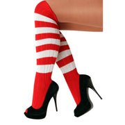 Op deze afbeelding zie je een Accessoires, van het merk PartyXplosion. Kniekousen Rood / Wit Gestreept 41-47