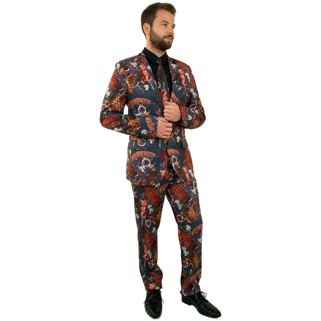 Op deze afbeelding zie je een Kostuums, van het merk PartyXplosion. Grill Meester Bbq King 3delig Man Kostuum