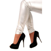 Op deze afbeelding zie je een Kostuums, van het merk PartyXplosion. Zilveren Niet Te Klein To Shine Legging Metallic Meisje