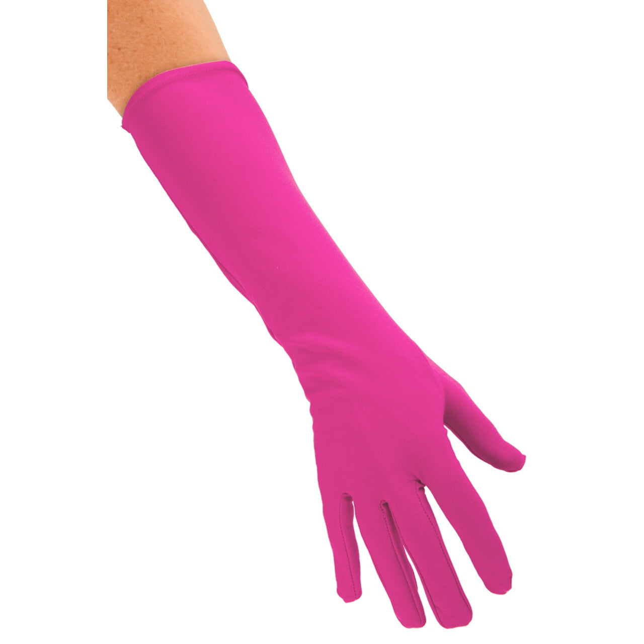 Op deze afbeelding zie je een Accessoires, van het merk PartyXplosion. Neon Roze Handschoen Lang Nylon Disco Chic