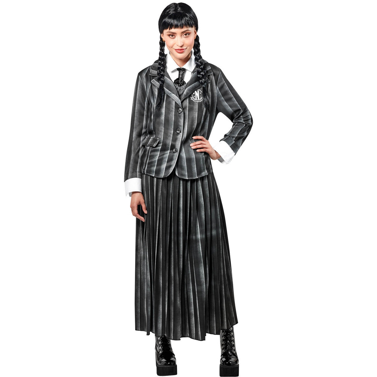 Op deze afbeelding zie je een Kostuums, van het merk Rubies. Nevermore School Uniform Vrouw Kostuum
