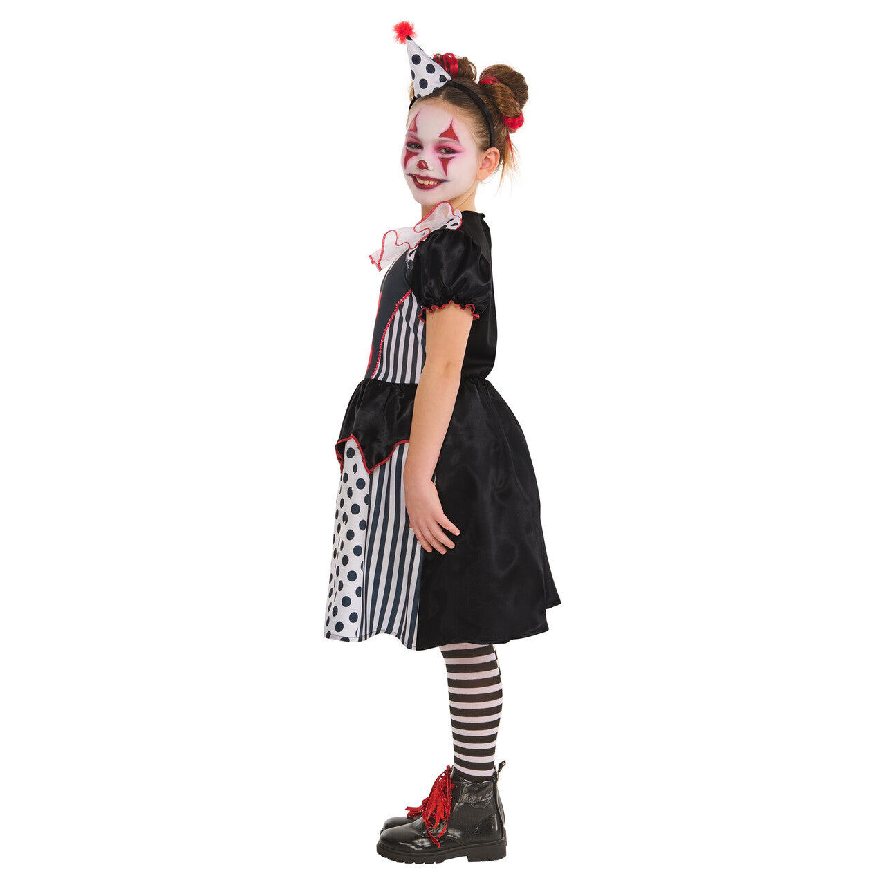Op deze afbeelding zie je een Kostuums, van het merk Rubies. Monochrome Clown Meisje Kostuum