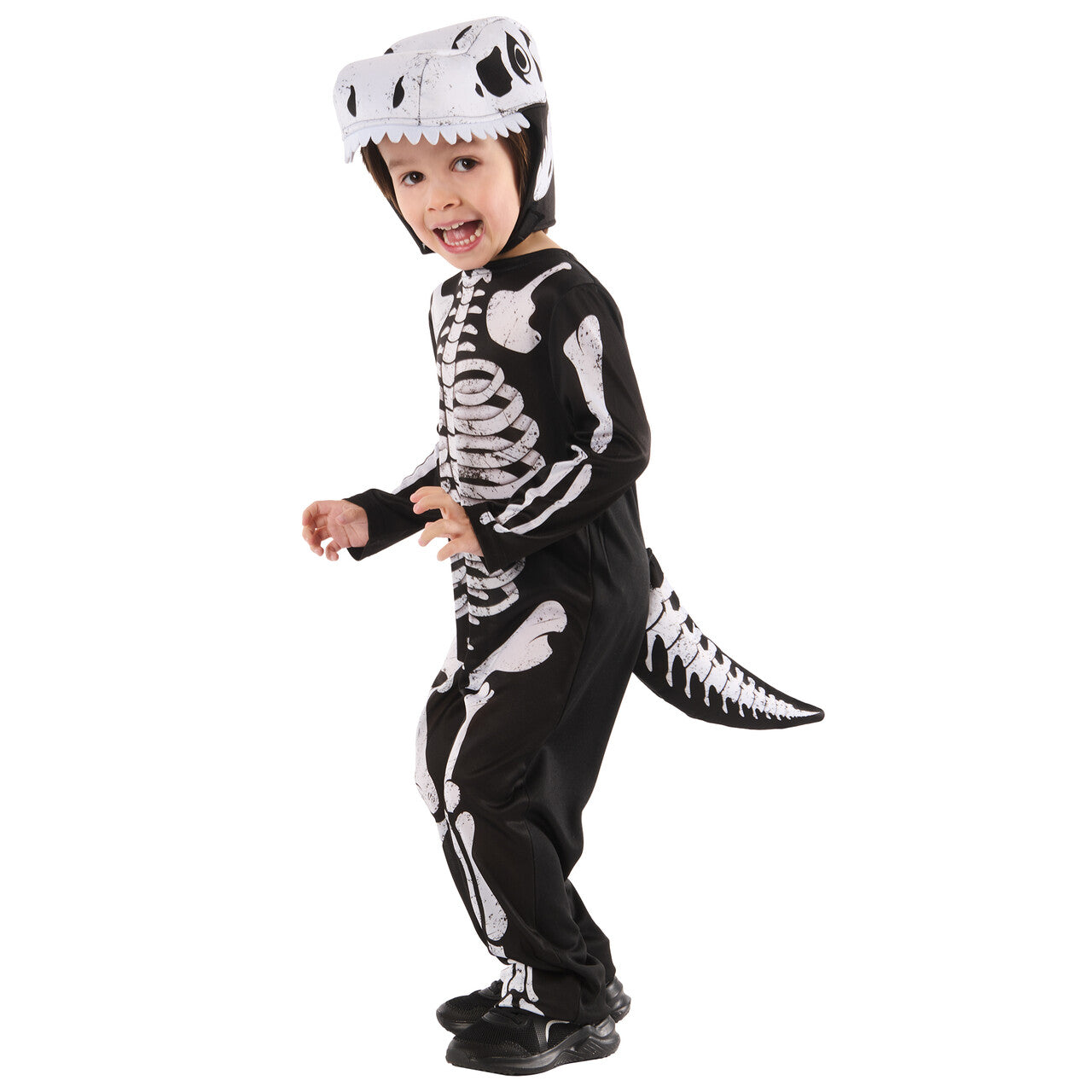 Op deze afbeelding zie je een Kostuums, van het merk Rubies. Skeleton Dino Kind Kostuum