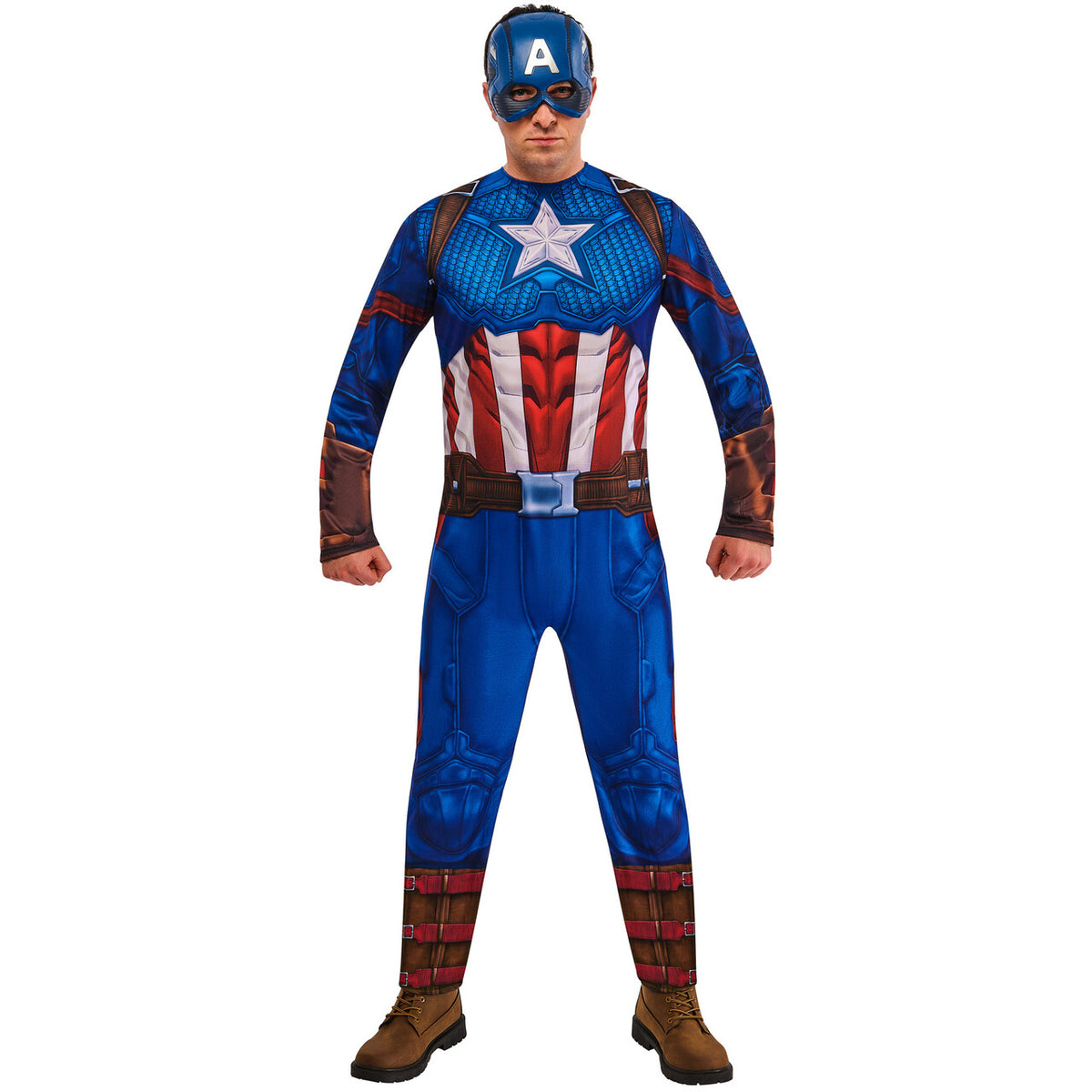 Op deze afbeelding zie je een Kostuums, van het merk Rubies. Amazing Captain America Man Kostuum