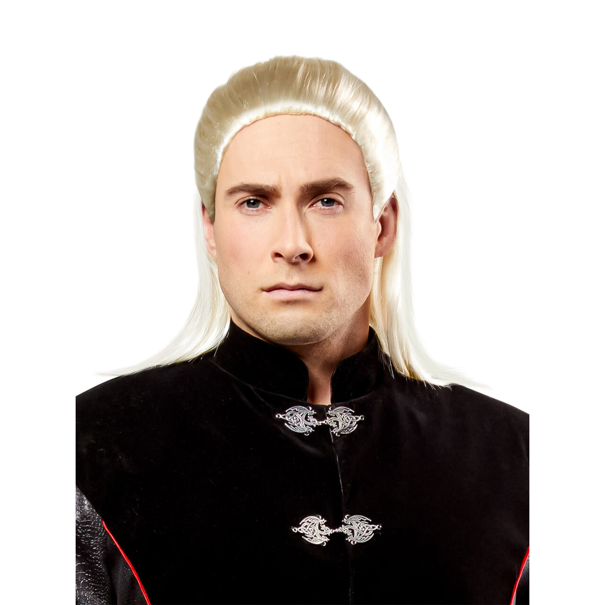 Op deze afbeelding zie je een Kostuums, van het merk Rubies. Real Targaryen Pruik Blond Man Kostuum