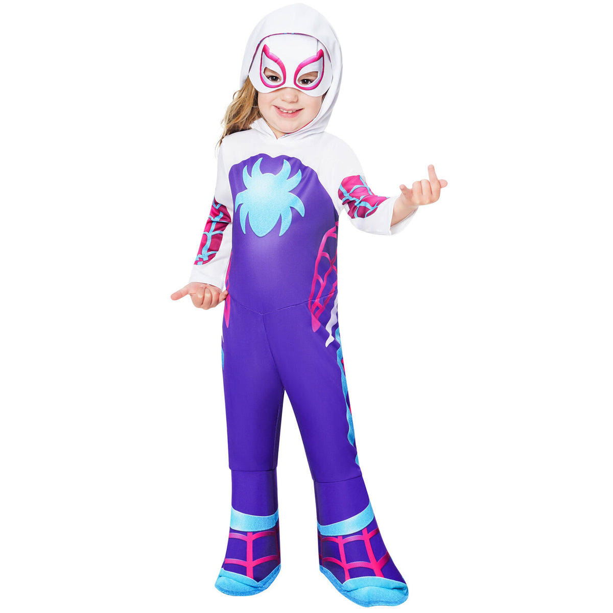 Op deze afbeelding zie je een Kostuums, van het merk Rubies. Marvel Ghost-Spider™ Meisje Kostuum
