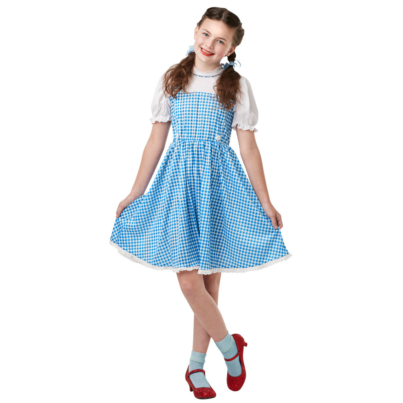 Op deze afbeelding zie je een Kostuums, van het merk Rubies. Dorothy Kostuum Meisje