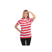Op deze afbeelding zie je een Kostuums, van het merk Rubies. Striped Ladies T-Shirt Rood / Wit Vrouw