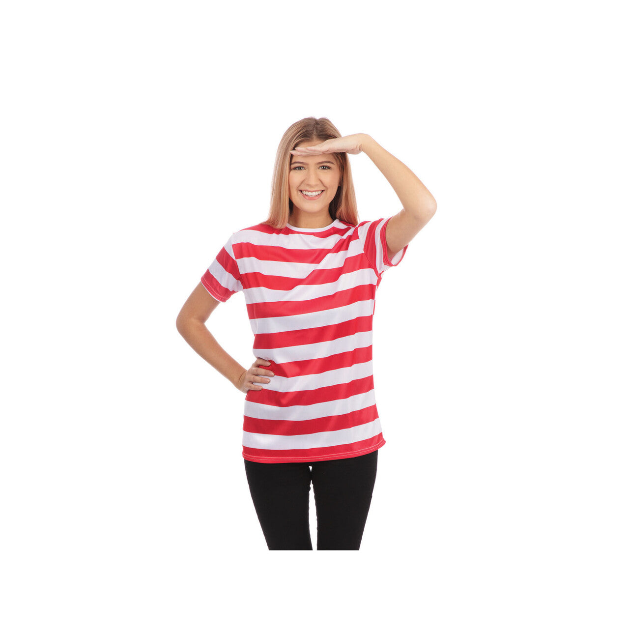 Op deze afbeelding zie je een Kostuums, van het merk Rubies. Striped Ladies T-Shirt Rood / Wit Vrouw