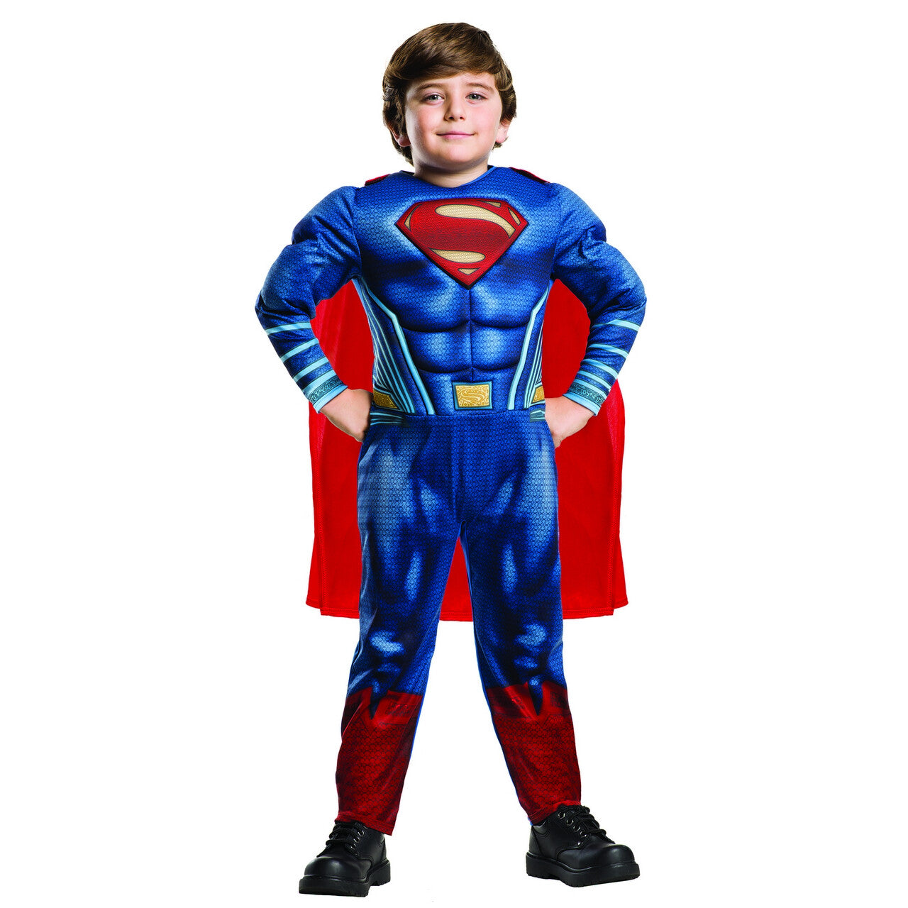 Op deze afbeelding zie je een Kostuums, van het merk Rubies. Breder Dan Je Vader Superman Spieren Jongen Kostuum