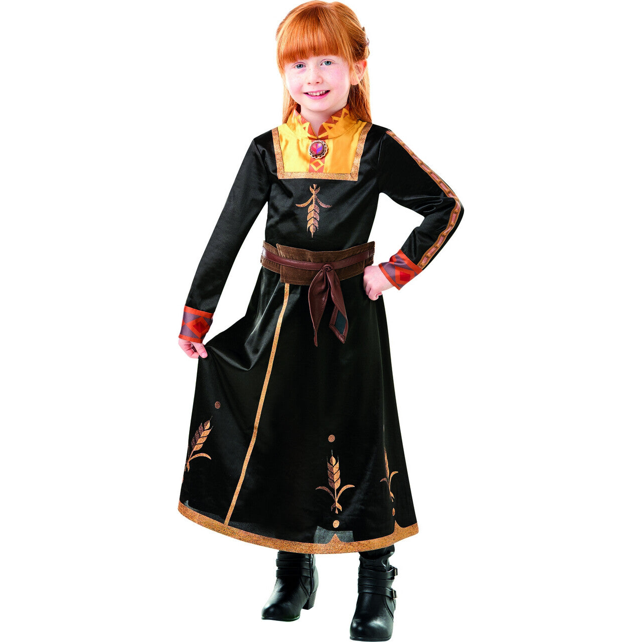 Op deze afbeelding zie je een Kostuums, van het merk Rubies. Op Zoek Naar Avontuur Dappere Anna Deluxe Dress Frozen™ Meisje