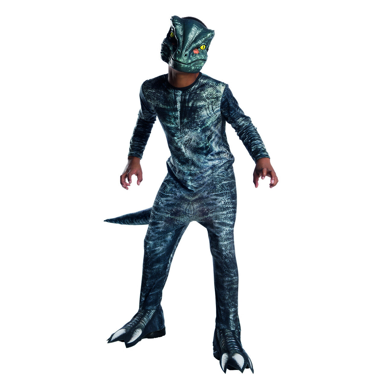 Op deze afbeelding zie je een Kostuums, van het merk Rubies. Jurassic World Velociraptor Dinosaurus Kind Kostuum