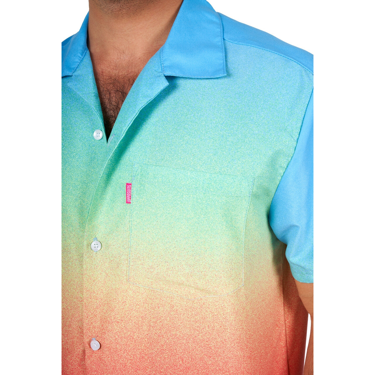 Op deze afbeelding zie je een Kostuums, van het merk Opposuits. Funky Rainbow Fade Man Kostuum
