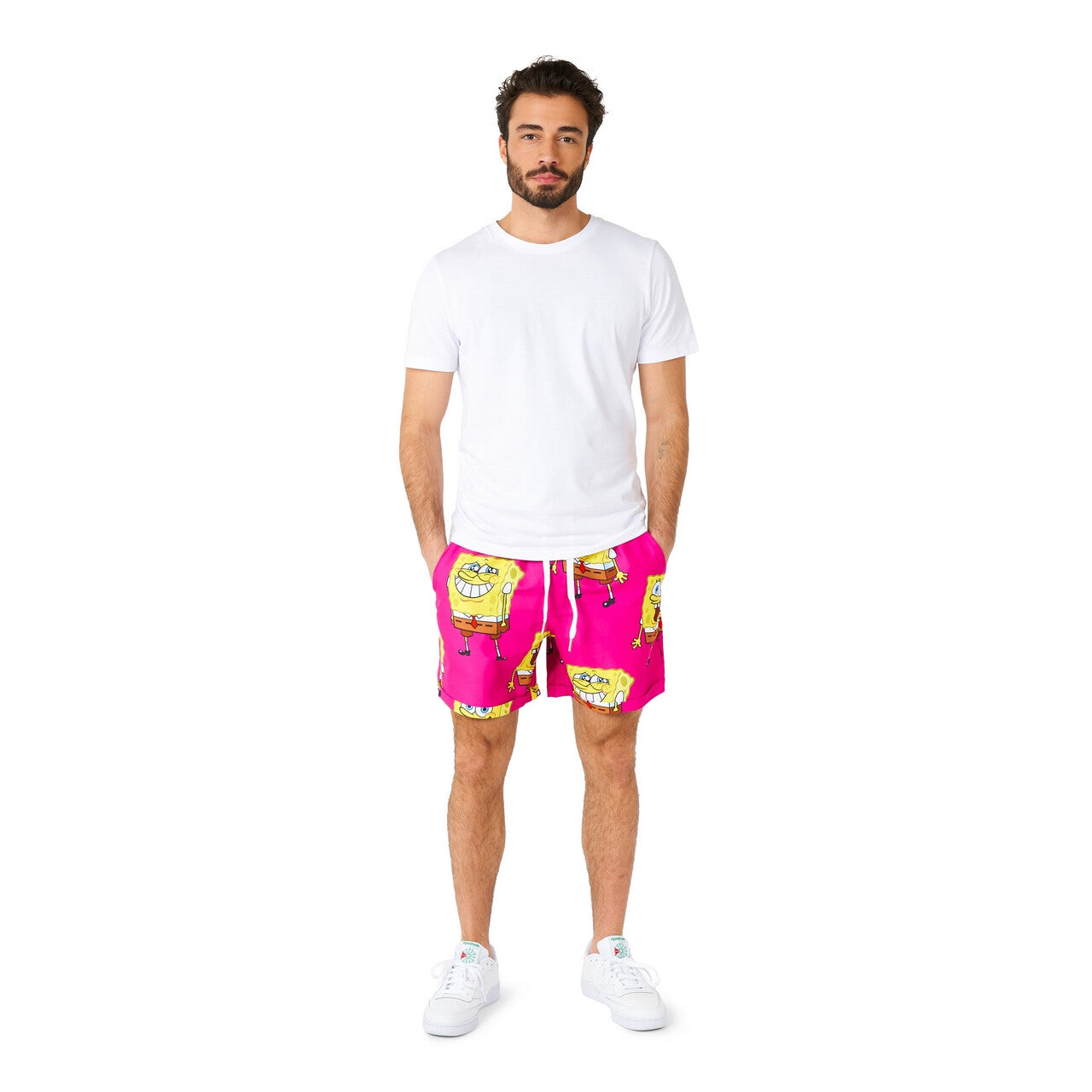 Op deze afbeelding zie je een Kostuums, van het merk Opposuits. Funny Spongebob™ Cartoon Pink Man Kostuum