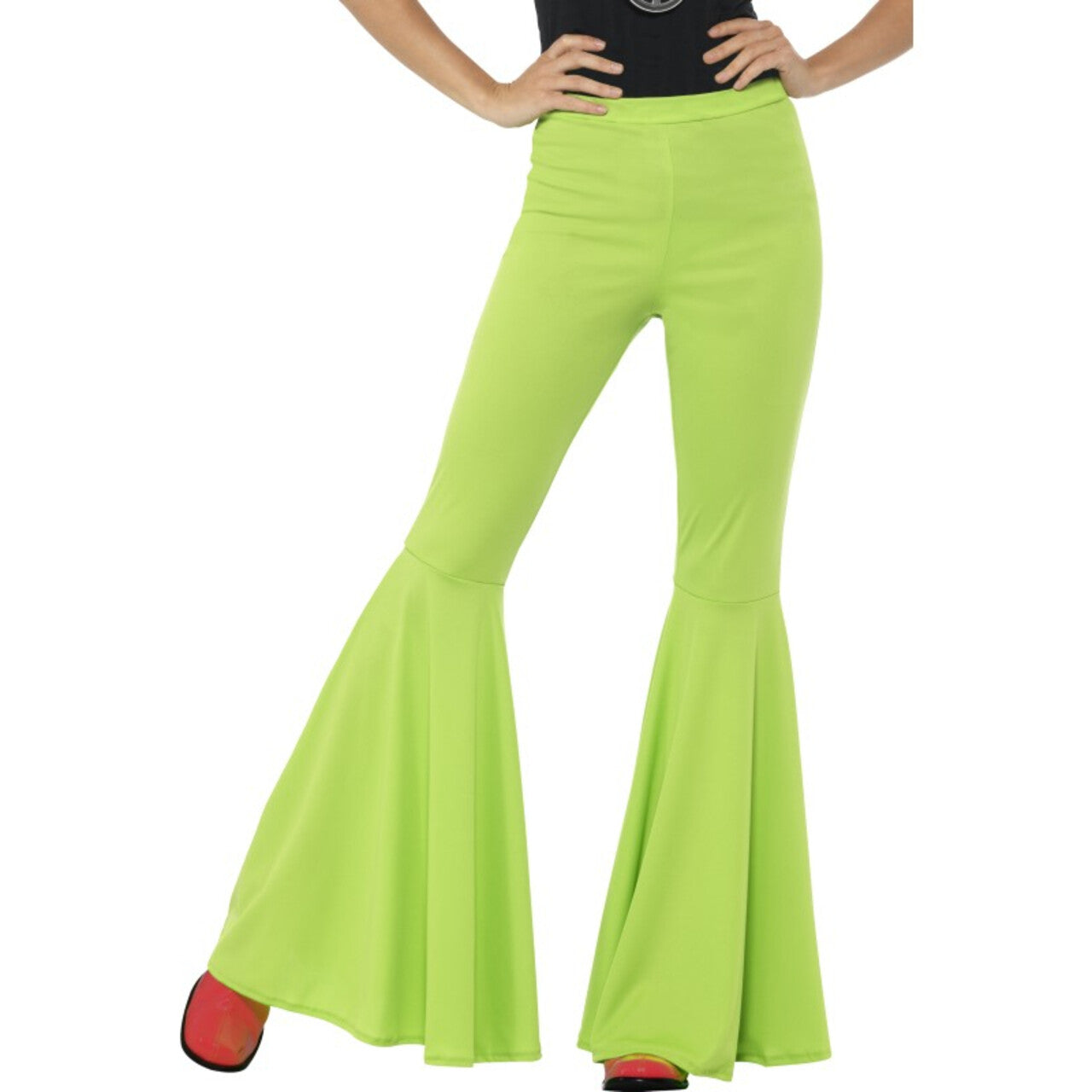 Op deze afbeelding zie je een Kostuums, van het merk Smiffy's. Lekkere Wijde Pijpen Broek Groen Vrouw