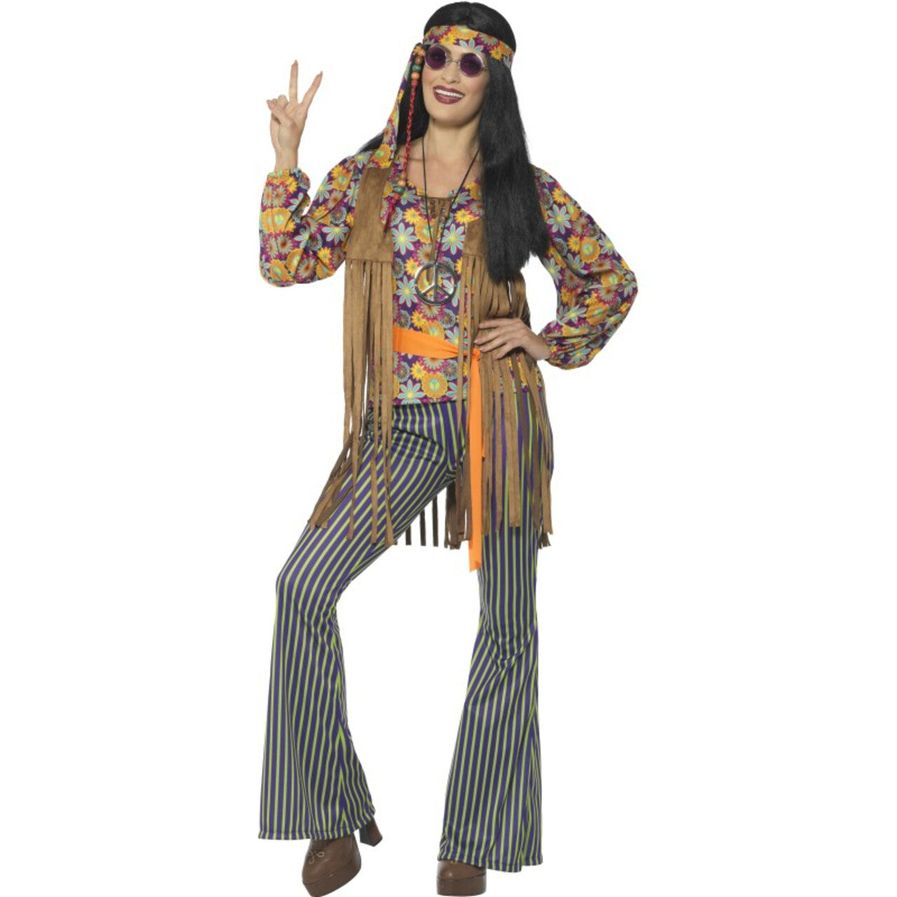 Op deze afbeelding zie je een Kostuums, van het merk Smiffy's. Lotus Hippie Vrouw Kostuum