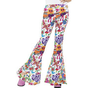 Op deze afbeelding zie je een Kostuums, van het merk Smiffy's. Hippie Groupie Broek Vrouw