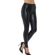 Op deze afbeelding zie je een Kostuums, van het merk Smiffy's. Zwarte Metallic Disco Legging Vrouw