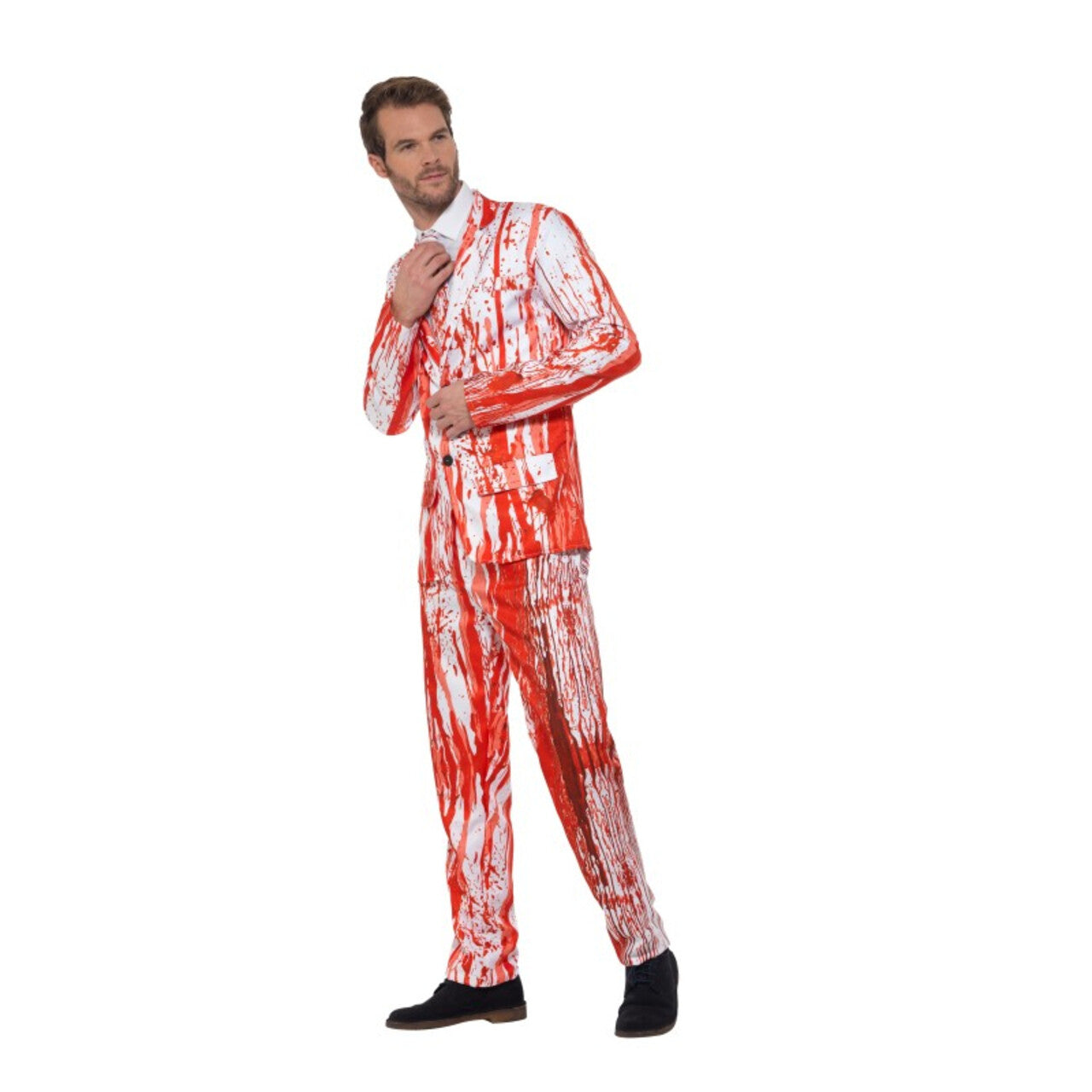 Op deze afbeelding zie je een Kostuums, van het merk Smiffy's. Doe Eens Wat Kalmer Aan Met De Ketchup Bloed Man Kostuum