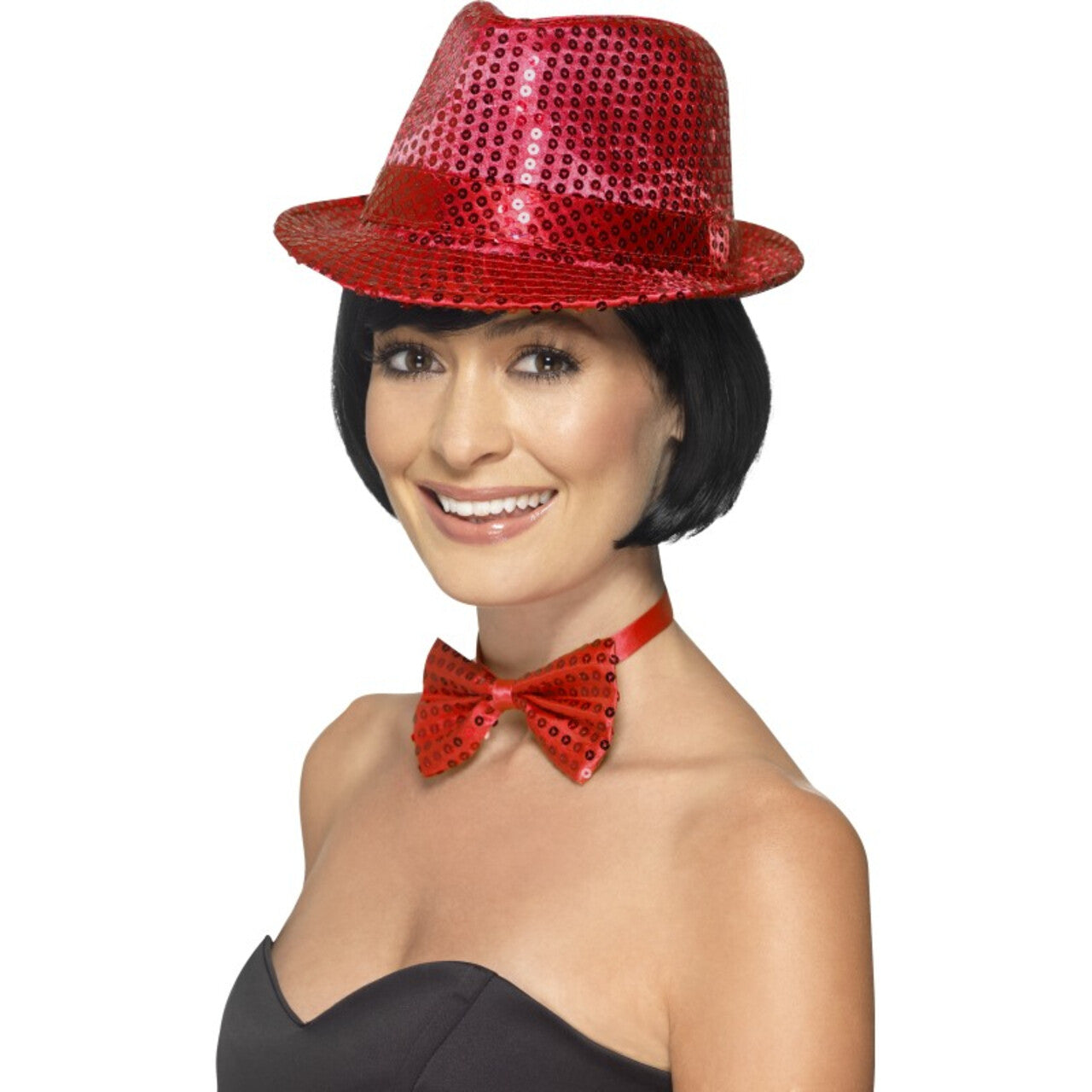 Op deze afbeelding zie je een Accessoires, van het merk Smiffy's. Musical Pailletten Hoed Rood