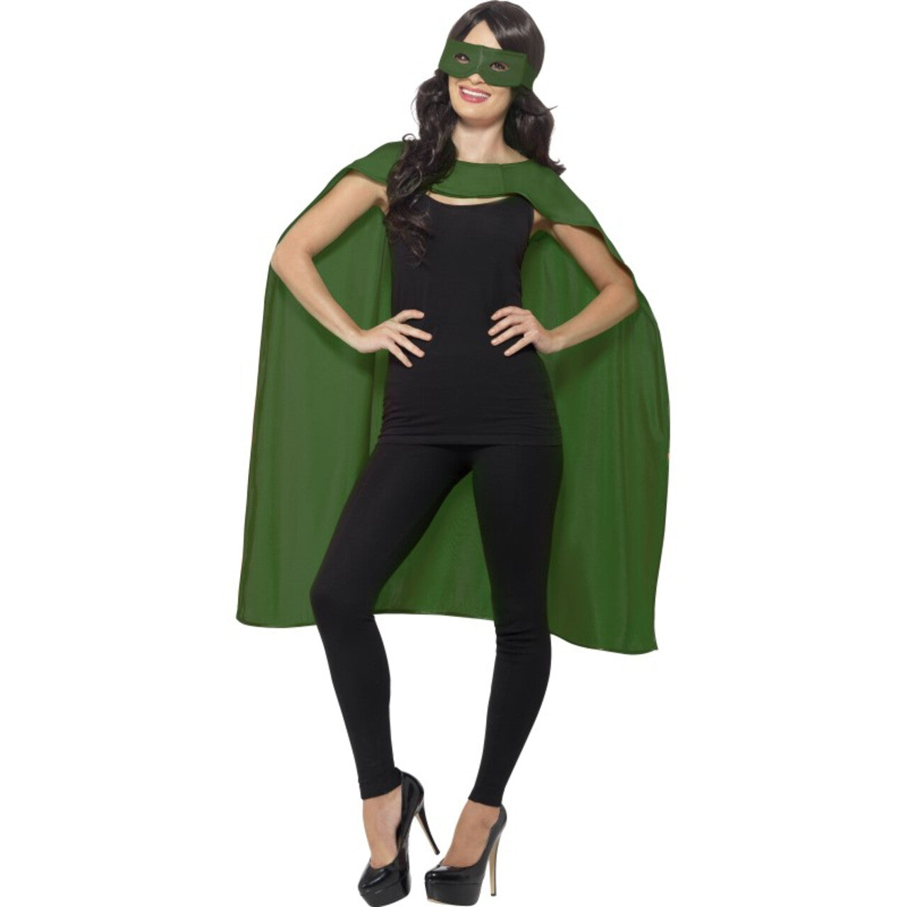 Op deze afbeelding zie je een Kostuums, van het merk Smiffy's. Groene Cape En Oogmasker Superheld Kostuum