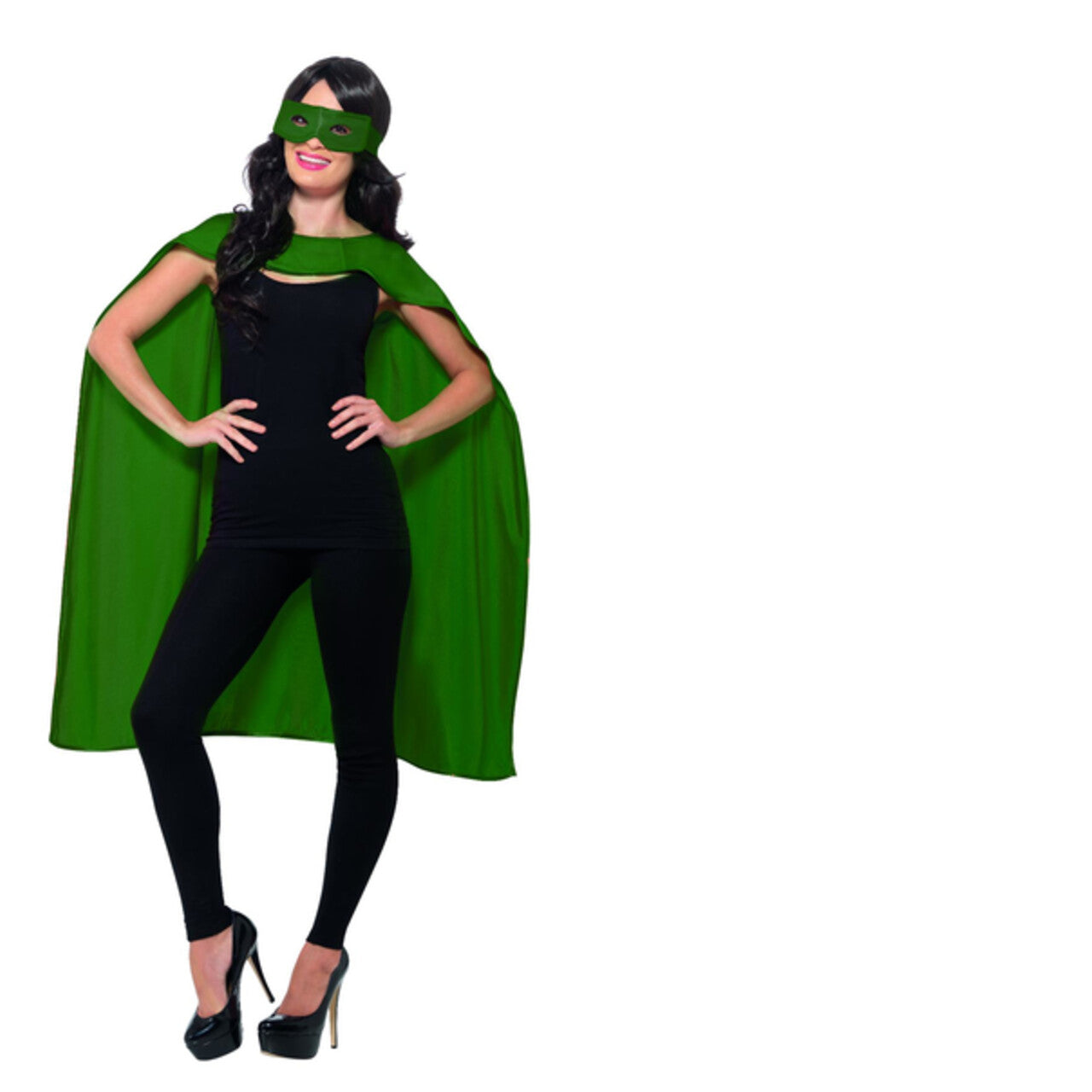 Op deze afbeelding zie je een Kostuums, van het merk Smiffy's. Groene Cape En Oogmasker Superheld Kostuum
