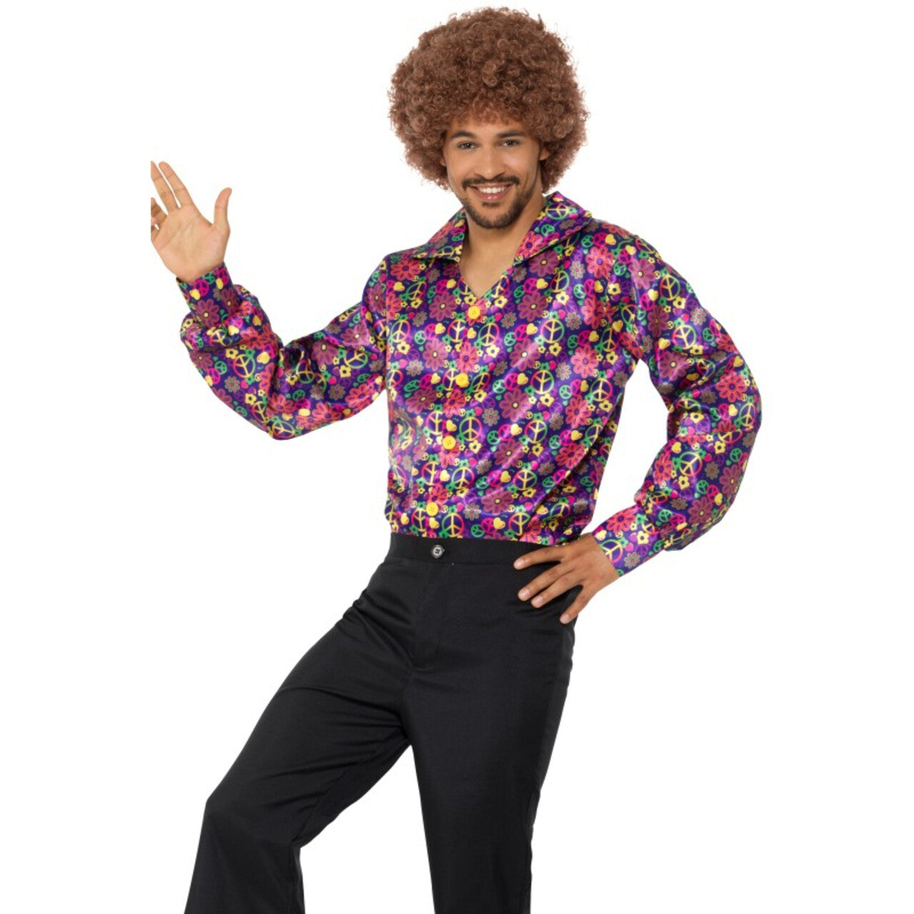 Op deze afbeelding zie je een Kostuums, van het merk Smiffy's. Psychedelische Peace Blouse 60s Man