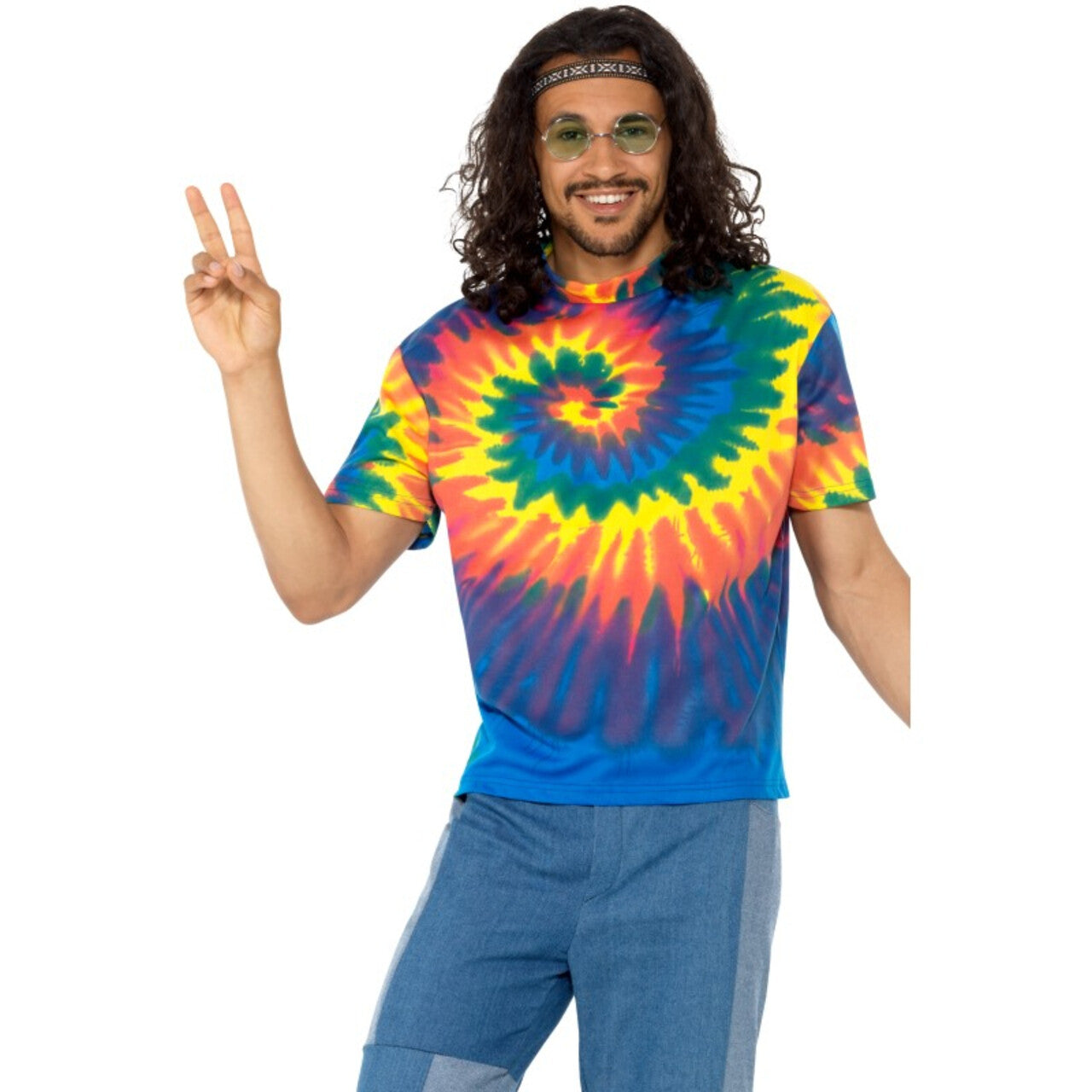 Op deze afbeelding zie je een Kostuums, van het merk Smiffy's. Hippie Tie Dye T-Shirt Manfred