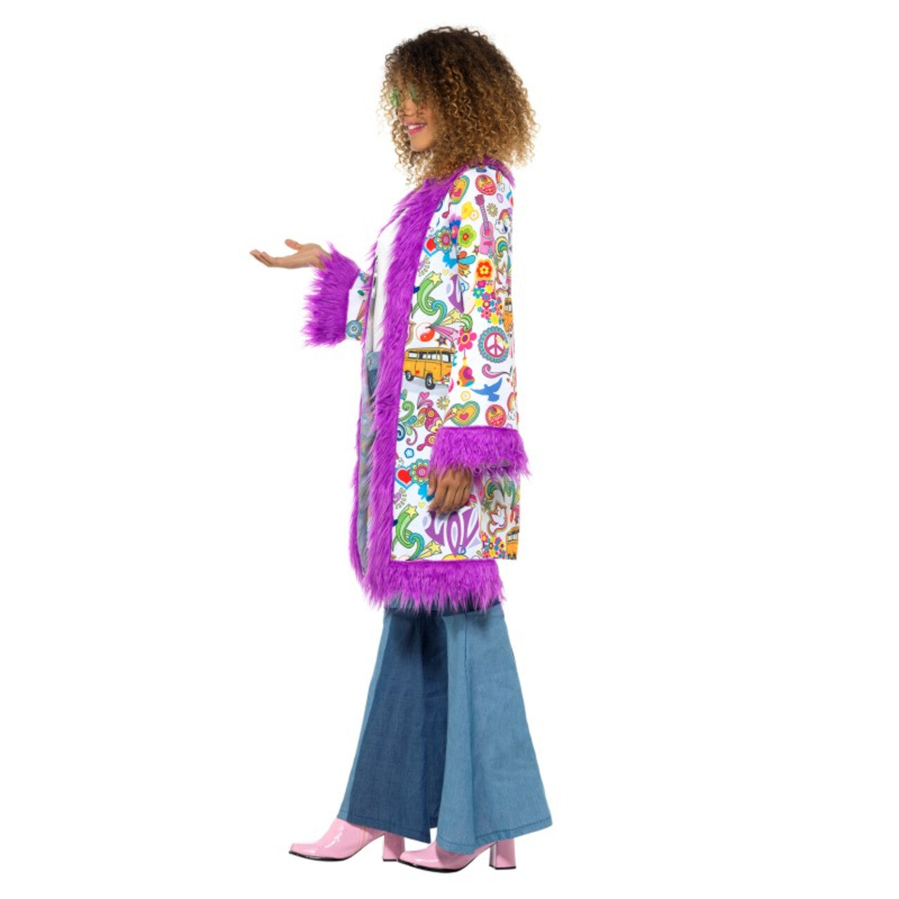 Op deze afbeelding zie je een Kostuums, van het merk Smiffy's. Janis Jaren 60 Hippie Jas Vrouw