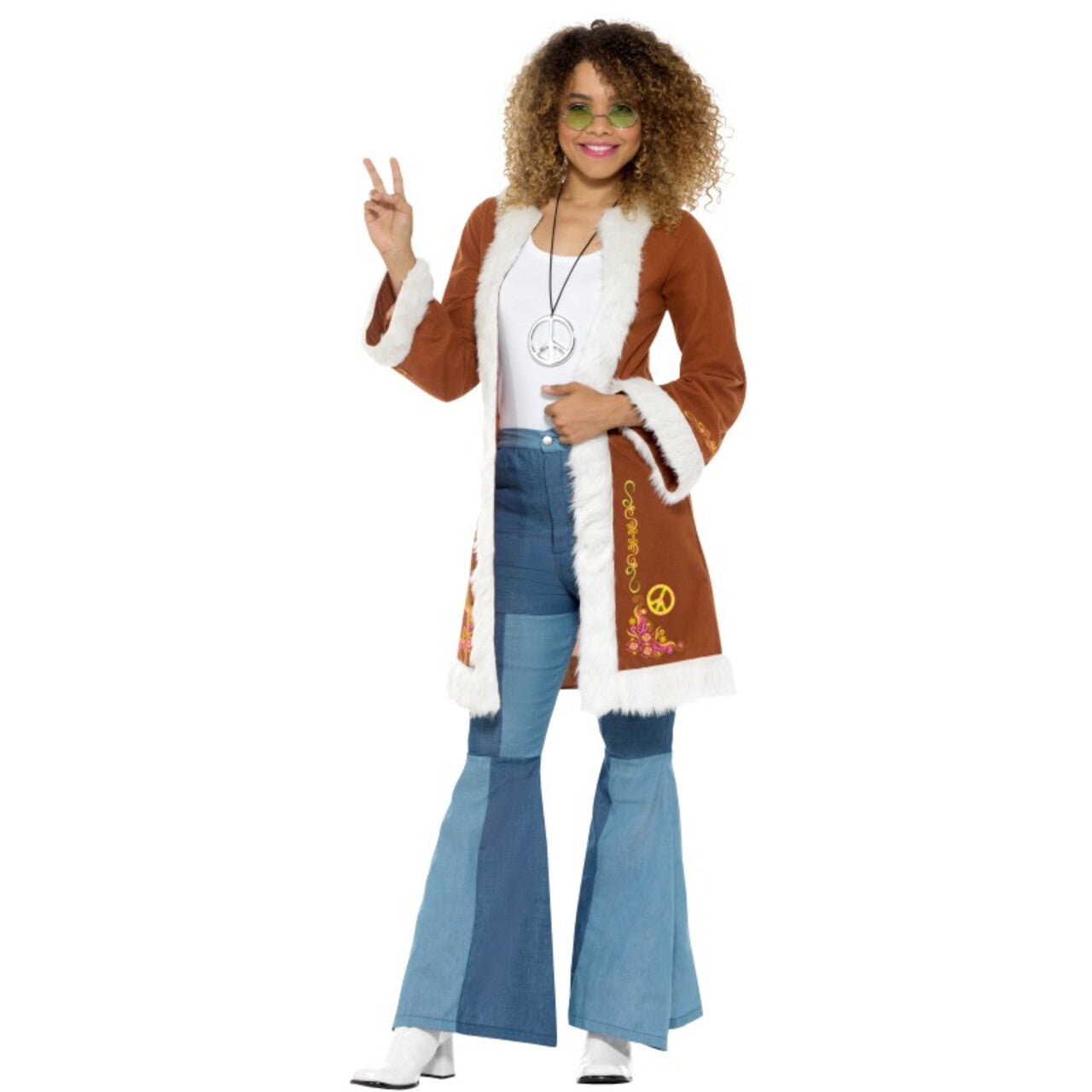 Op deze afbeelding zie je een Kostuums, van het merk Smiffy's. Retro Afghaanse Jaren 60 Flower Power Jas Vrouw