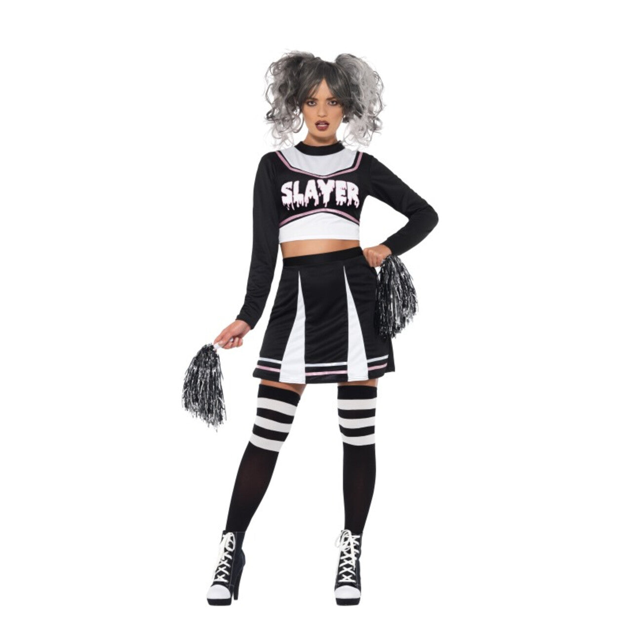Op deze afbeelding zie je een Kostuums, van het merk Smiffy's. Moordzuchtige Griezel Cheerleader Vrouw Kostuum