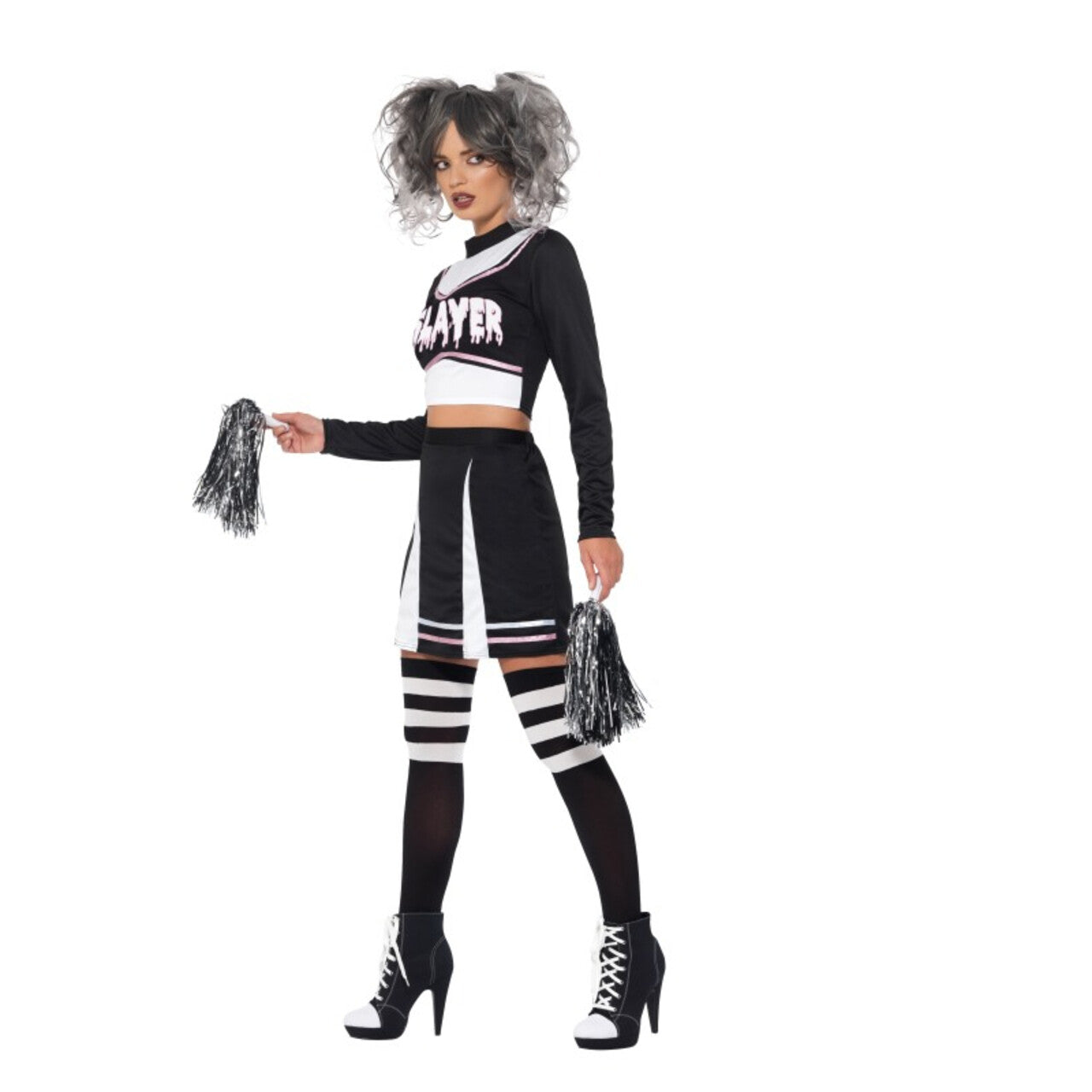 Op deze afbeelding zie je een Kostuums, van het merk Smiffy's. Moordzuchtige Griezel Cheerleader Vrouw Kostuum