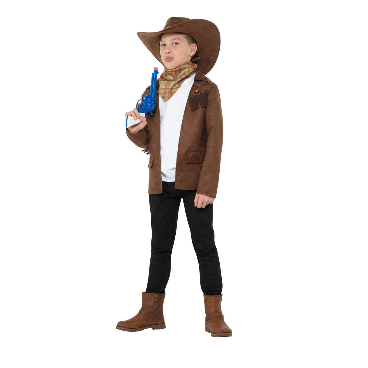 Op deze afbeelding zie je een Kostuums, van het merk Smiffy's. Sheriff Joshua Fast Gun Jongen Kostuum