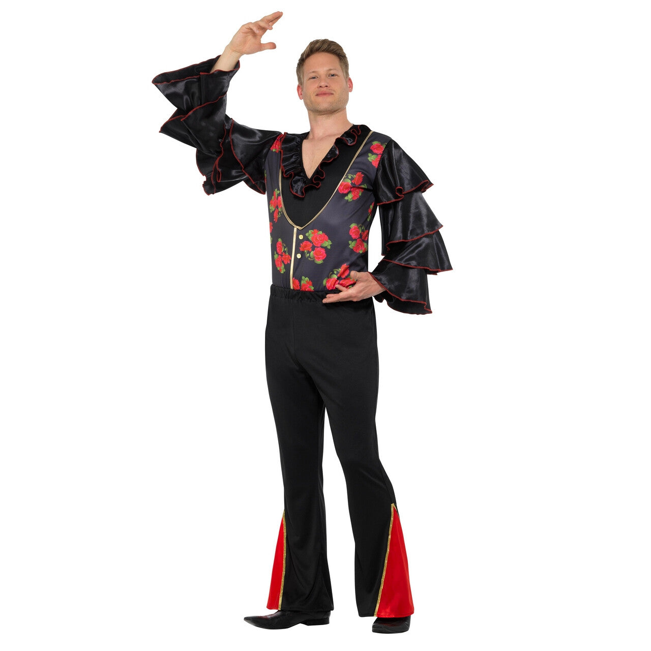 Op deze afbeelding zie je een Kostuums, van het merk Smiffy's. Bloemrijk Flamenco Artiest Paco Man Kostuum