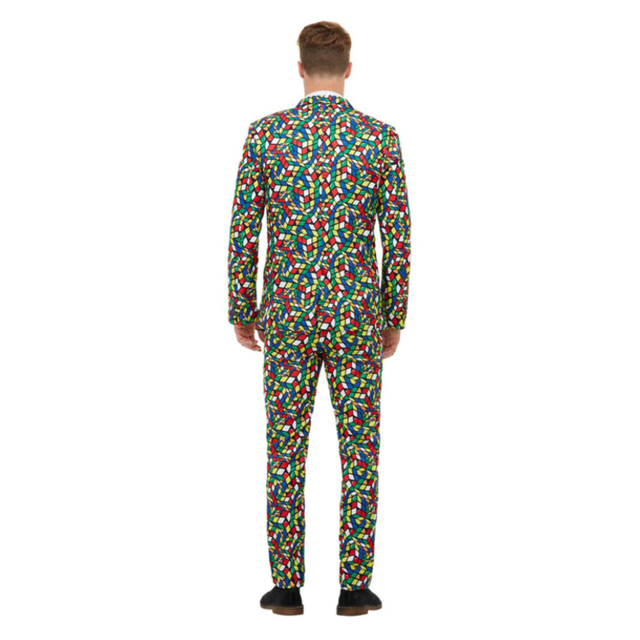 Op deze afbeelding zie je een Kostuums, van het merk Smiffy's. Kleurige Blokjes Rubiks Kubus Man Kostuum