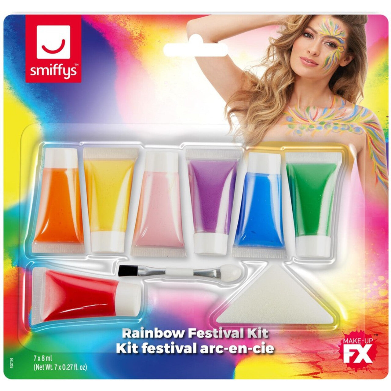 Op deze afbeelding zie je een Accessoires, van het merk Smiffy's. Feestelijke Festival Schminkset Regenboog