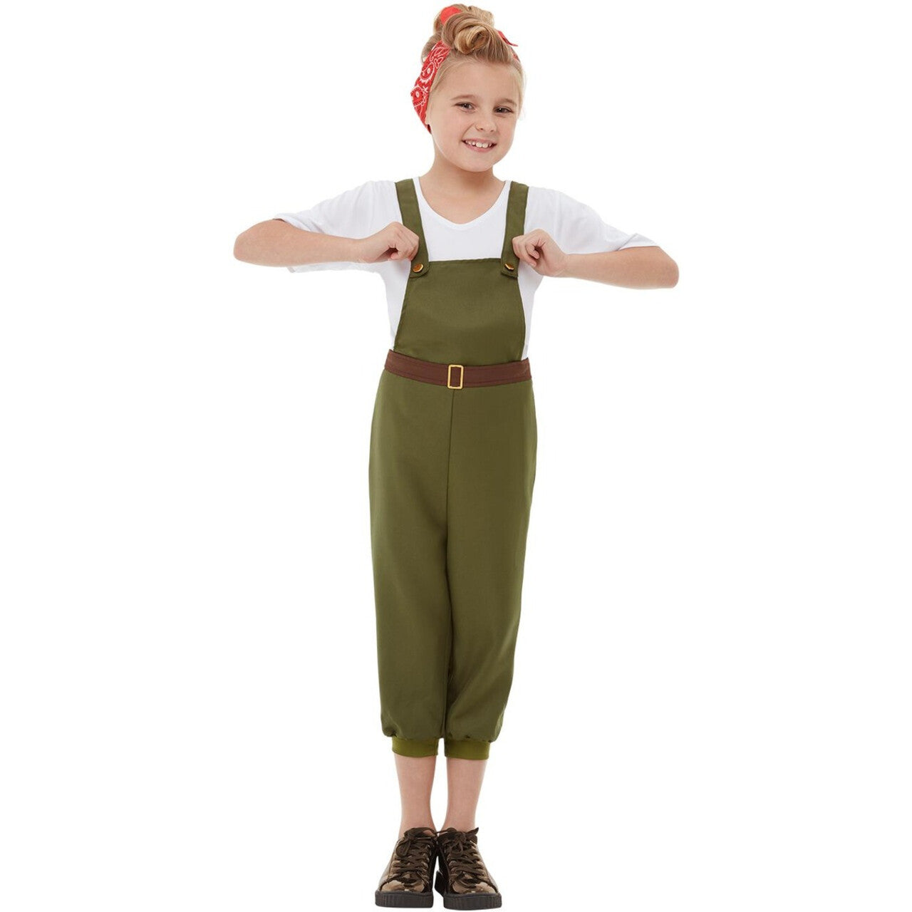 Op deze afbeelding zie je een Kostuums, van het merk Smiffy's. Stoere Boerenmeid Leger Meisje Kostuum