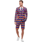 Op deze afbeelding zie je een Kostuums, van het merk Smiffy's. Tropische Zonsondergang Flamingo Man Kostuum