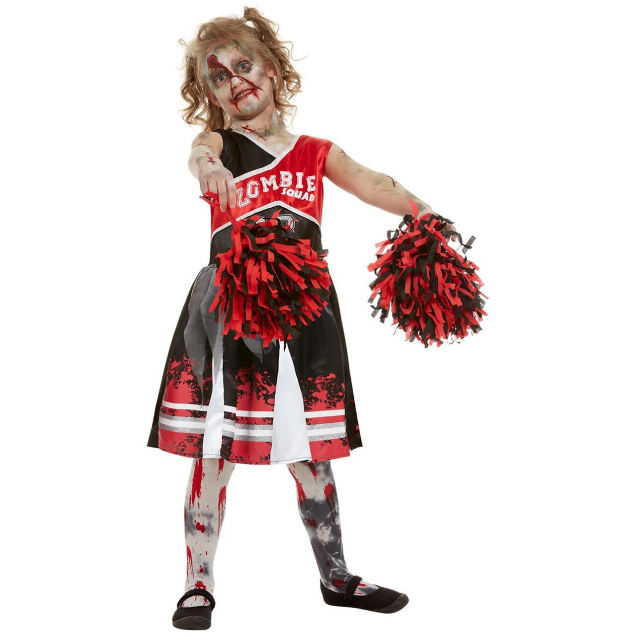 Op deze afbeelding zie je een Kostuums, van het merk Smiffy's. Mislukte Salto Cheerleader American Football Zombie Meisje Kostuum